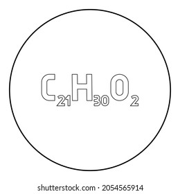 Chemical formula C21H30O2 Cannabidiol CBD Phytocannabinoid marijuana pot grass hemp cannabis molecule icon in circle round black color vector illustration solid outline style simple image