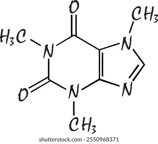 Chemical formula for caffeine illustration