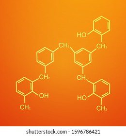 Chemical formula consisting of benzene rings, hexagon. Vector illustration