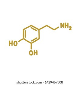 chemical formula dopamine doodle icon, vector illustration