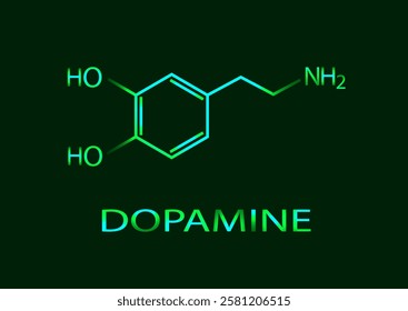 The chemical formula of dopamine. Neon illustration. Vector EPS 10