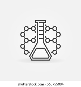 Chemical formula with flask icon - vector chemistry concept symbol or logo element in outline style