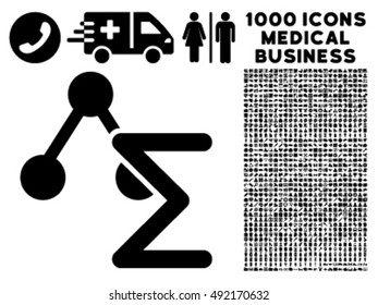 Chemical Formula icon with 1000 medical business black vector pictograms. Set style is flat symbols, white background.