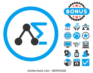 Chemical Formula icon with bonus elements. Vector illustration style is flat iconic bicolor symbols, blue and gray colors, white background.