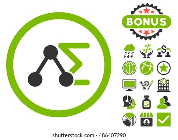 Chemical Formula icon with bonus elements. Vector illustration style is flat iconic bicolor symbols, eco green and gray colors, white background.
