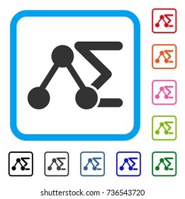 Chemical Formula icon. Flat grey iconic symbol inside a light blue rounded rectangular frame. Black, gray, green, blue, red, orange color additional versions of Chemical Formula vector.