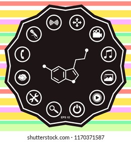 Chemical formula icon. Serotonin