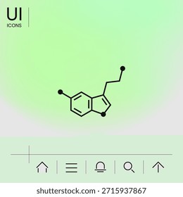 Icono de fórmula química. Serotonina. Elemento para su diseño
