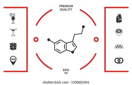 Chemical formula icon. Serotonin. Graphic elements for your design
