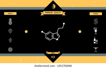 Chemical formula icon. Serotonin. Graphic elements for your design