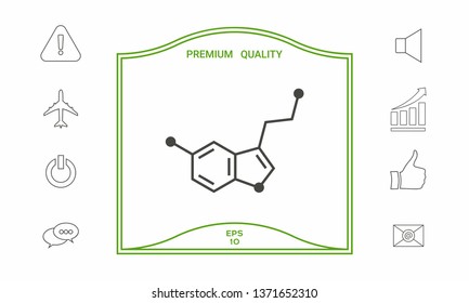 Chemical formula icon. Serotonin. Graphic elements for your design