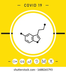 Chemical formula icon. Serotonin. Graphic elements for your design