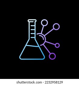 Chemical Formula with Lab Flask vector concept outline colorful icon on dark background