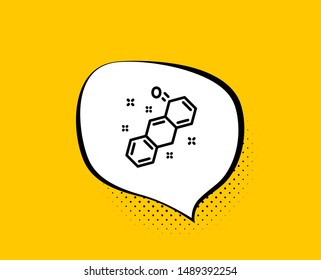 Chemical formula line icon. Comic speech bubble. Chemistry lab sign. Analysis symbol. Yellow background with chat bubble. Chemical formula icon. Colorful banner. Vector