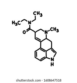 chemical formula lsd doodle icon, vector illustration  
