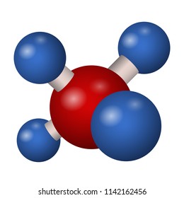 Chemical formula of methane. 3D model molecule CH4 . Vector illustration.