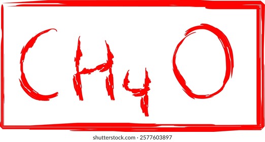 chemical formula of methanol compound, in doodle style