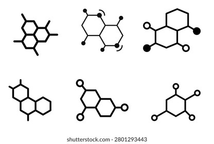 Chemical Formula Molecular Structures, Scientific Hexagon Lattice Line Art Vectors