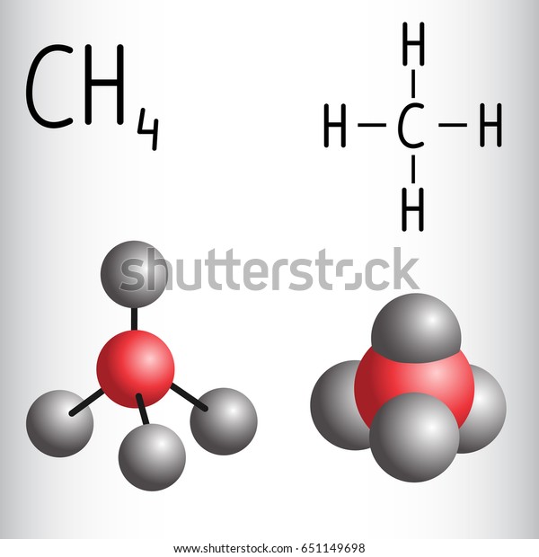 Chemical Formula Molecule Model Methane Ch4 Vetor Stock Livre De