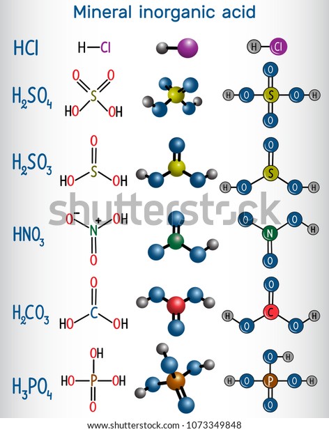 化学式と分子モデル無機酸 塩酸 Hcl 硫酸 H2so4 硝酸 Hno3 炭酸 H2co3 亜硫酸 H2so3 リン酸 H2po4 ベクターイラスト のベクター画像素材 ロイヤリティフリー