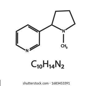 The chemical formula of nicotine on a white background. Vector illustration.