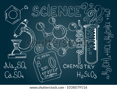 Chemical Formula Outlines On Blackboard Hand Stock Vector (Royalty Free