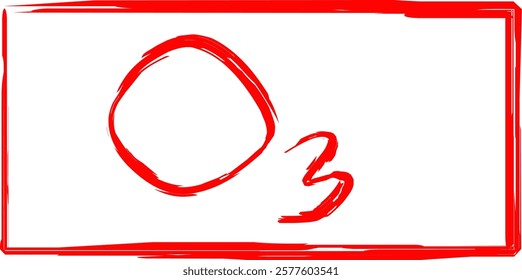 chemical formula of ozone compound, in Doodle style