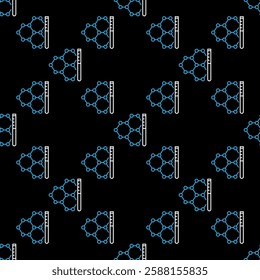 Chemical Formula with Test Tube vector Microbiology and Chemistry concept outline seamless pattern