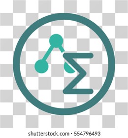 Chemical Formula vector bicolor rounded icon. Image style is a flat icon symbol inside a circle, cobalt and cyan colors, transparent background.