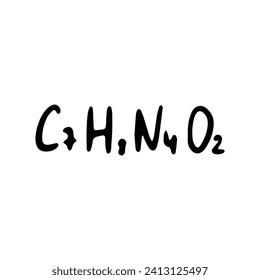 Chemical formula. Vector doodle illustration. Education element.