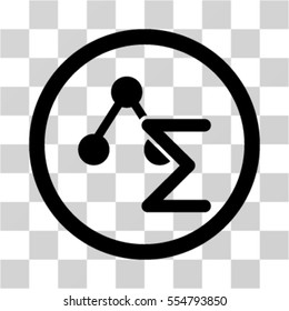 Chemical Formula vector rounded icon. Image style is a flat icon symbol inside a circle, black color, transparent background.