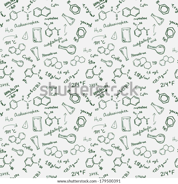 Chemical Formulas Chemistry Science Seamless Hand Stock Vector (Royalty ...