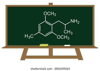 Chemical Formulas. Chemical Compound Molecules, on the blackboard. Vector illustration