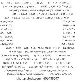 Chemical formulas drawn on a white background. Vector illustration.