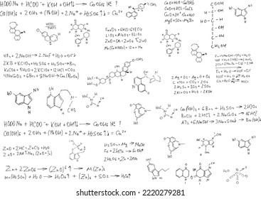 chemical formulas and elements.scientific background on white. hand-drawn..