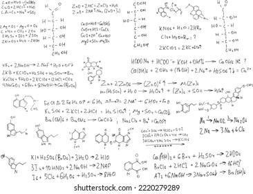chemical formulas and elements.scientific background on white. hand-drawn..