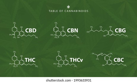 Chemical Formulas Natural Cannabinoids On Green Stock Vector (Royalty ...