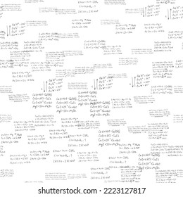 chemical formulas. scientific, educational background on white. seamless pattern. hand drawn..