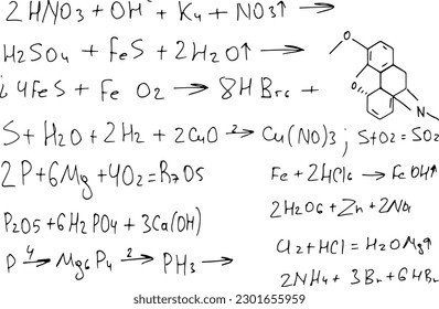 chemical formulas . the scientific educational background is hand-drawn on a whiteboard..