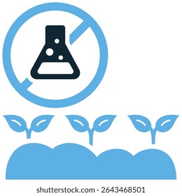 Vetor de ícone de agricultura livre química representando agricultura sustentável e ecológica. Ótimo para produtos orgânicos, alimentos saudáveis, proteção ambiental e cultivo natural.