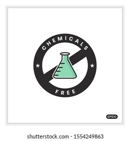 chemical free icon, caution sign for food products