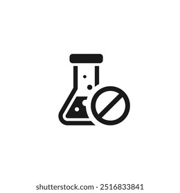 Chemical free icon. Chemical flask or probe. Laboratory equipment icon. Chemistry concept. Scientific research. Vector