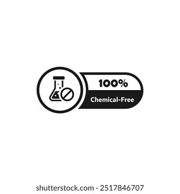 Chemical Free icon. Chemical free logo, label, sticker or sign. No chemicals. Organic products. Vector sticker