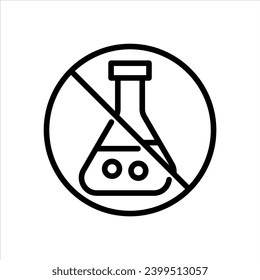 Icono sin sustancias químicas. ningún aditivo artificial o producto químico nocivo en el cuidado de la piel cosmética o en el vector de envasado de productos para el cuidado del pelo. cero protectores peligrosos o signo del logotipo de la línea química sintética 