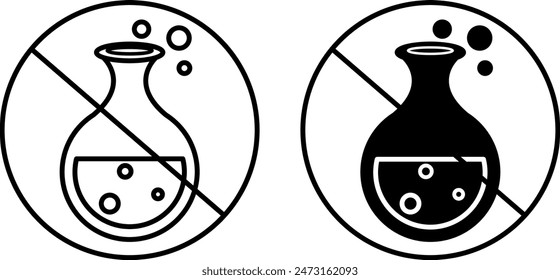 Chemical Free Icons. Black and White Vector Icons. Organic Products, No Additives or Preservatives. Natural Food Products. Organic Farming Concept