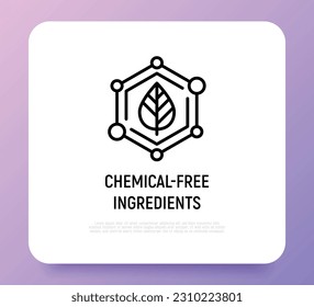 Chemical free ingredients symbol. Thin line icon for package of organic product. Modern vector illustration.