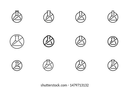 Chemical free line icon set. Organic food, no additives, no preservatives. Natural food. Vector illustration can be used for topics like food, healthy eating, market