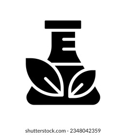 Chemical free materials black glyph icon. Safe products. Eco friendly manufacture. Organic technology. Silhouette symbol on white space. Solid pictogram. Vector isolated illustration