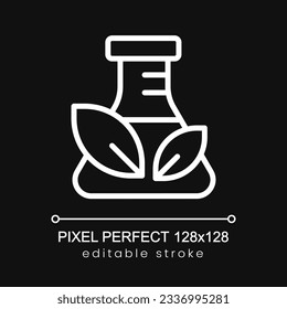 Chemical free materials pixel perfect white linear icon for dark theme. Isolated vector illustration. Thin line illustration. Isolated symbol for night mode. Editable stroke. Poppins font used