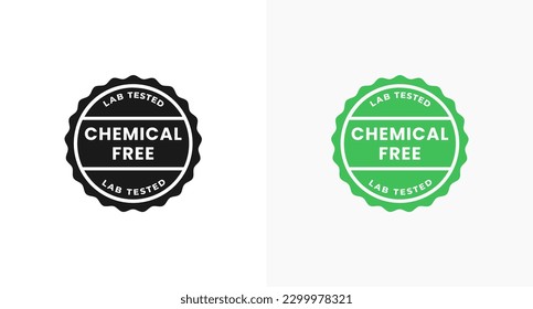 Chemical Free Stamp or Chemical Free Label Vector Isolated in Flat Style. Best Chemical Free stamp vector for product packaging design element. Chemical Free label for packaging design element.